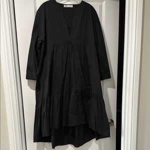 Zara Black Women's Asymmetrical High/Low Cotton Dress